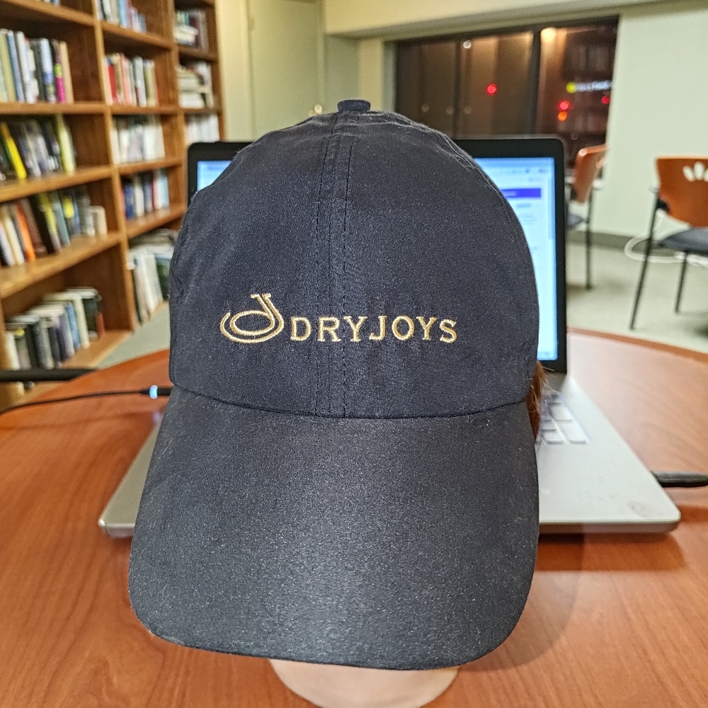 Footjoy Dryjoys Embroidered Logo Golf Black Gold Strapback Hat Cap